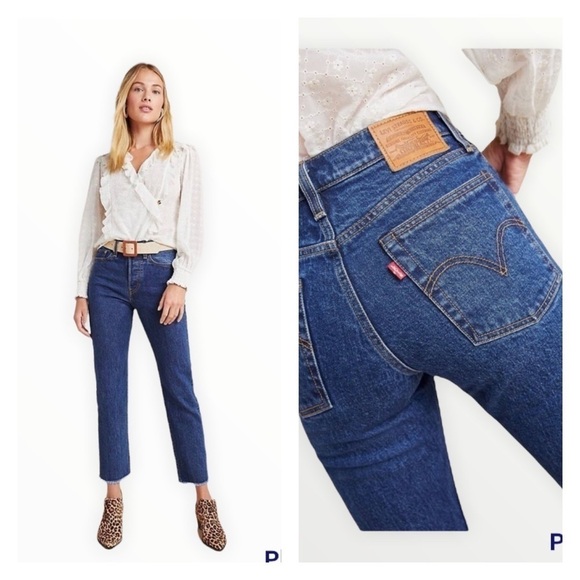 LEVI'S Medium Wash High Rise Button Fly Wedgie Straight Fit Jeans Size 31 - Picture 16 of 16